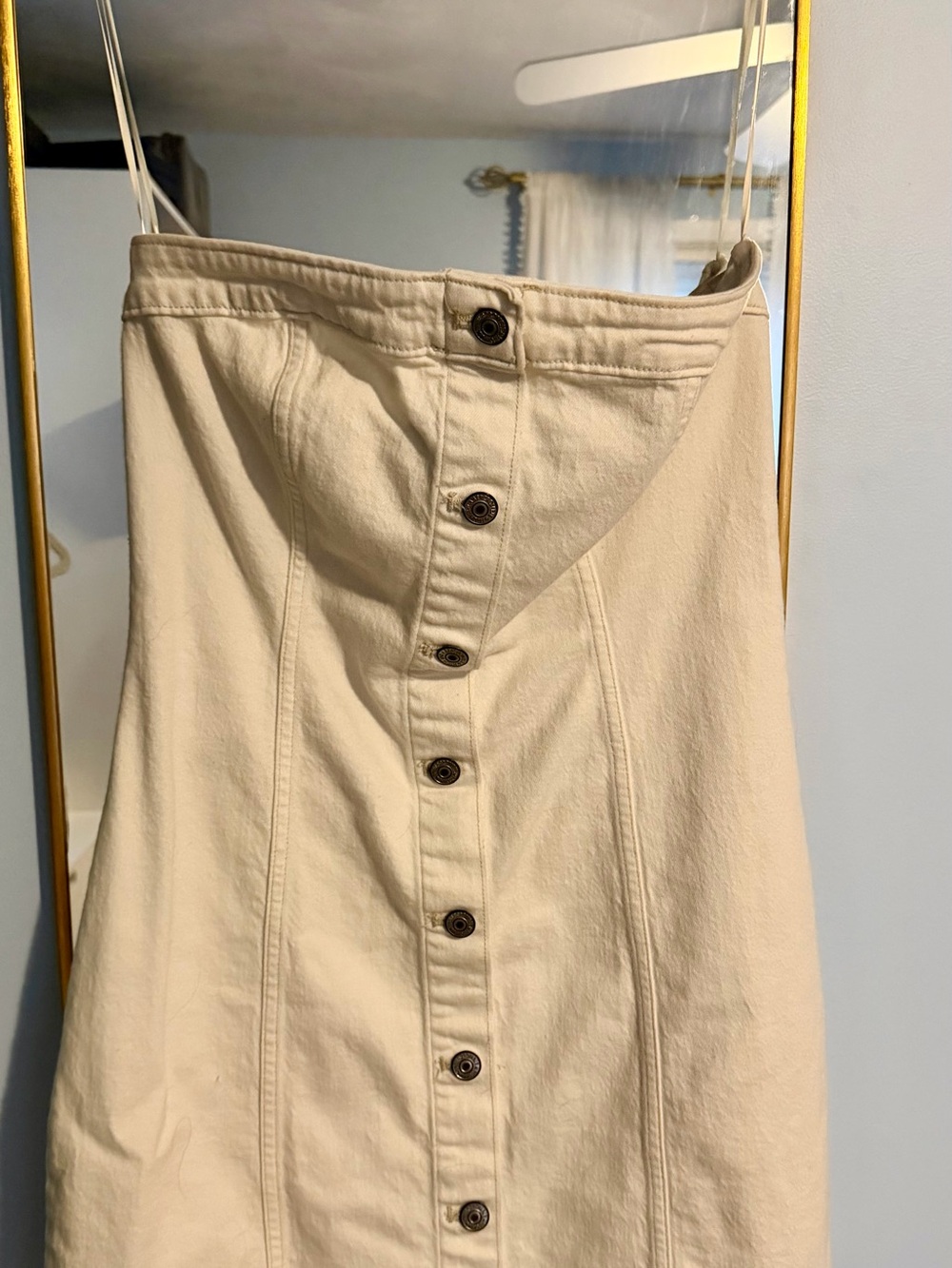 Abercrombie & Fitch White Strapless Button-Front Denim Mini Dress - Picture 5 of 6